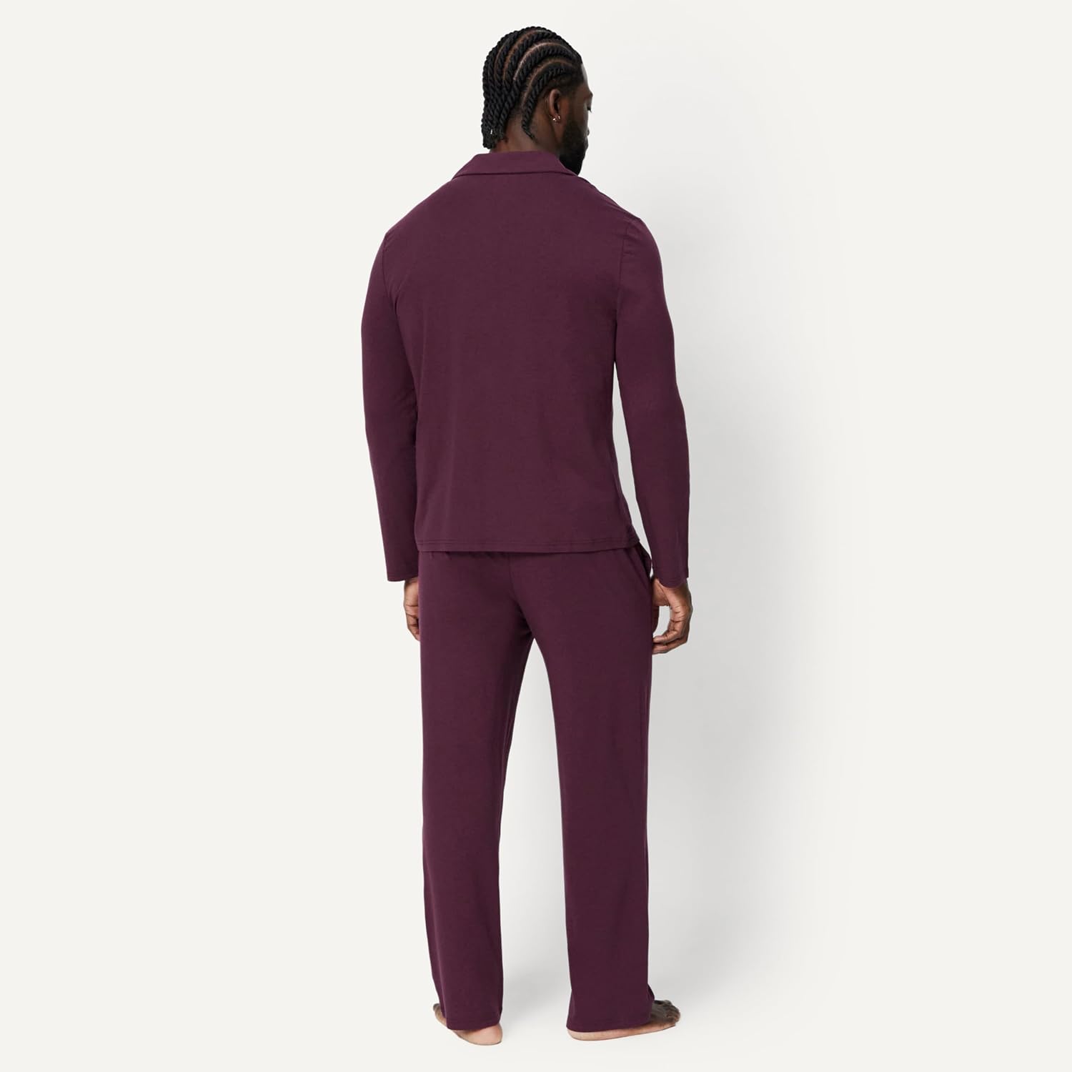 Detalle de Amazon Essentials Men's Cotton-Modal Pyjama Set, Long Sleeve Shirt and Trousers