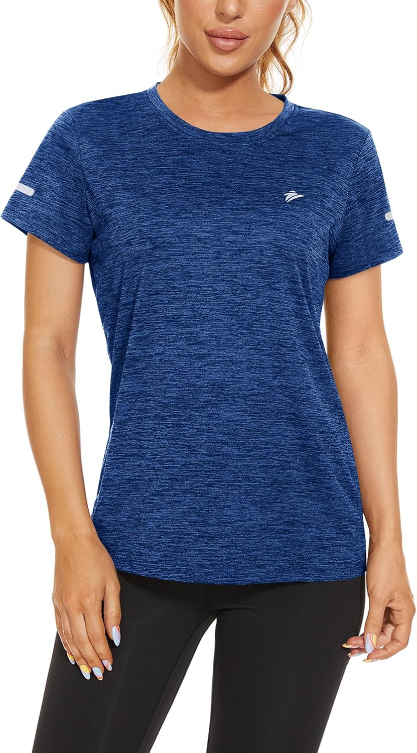 Thumbnail 1 de KEFITEVD Melange Sportshirt Damen Kurzarm mit Reflexstreifen – atmungsaktives Stretch Funktionsshirt (Rundhals)
