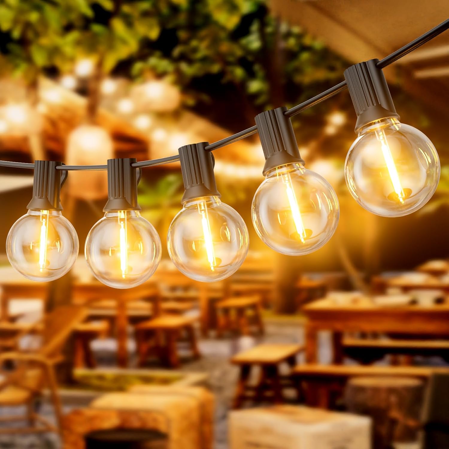 Thumbnail 6 de Dotrvmp LED Festoon Lights Outdoor 100FT/30M with Shatterproof G40 Bulbs, 2700K Warm White