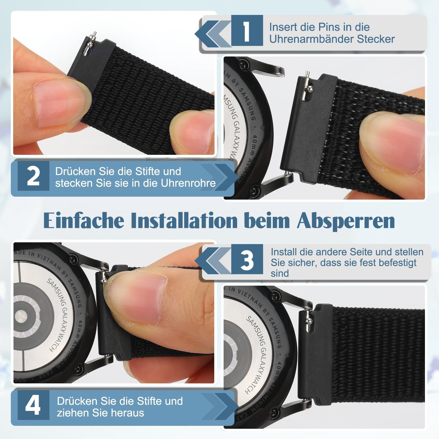 Thumbnail 2 de Vodtian 18 mm Nylon Armband mit Schnellverschluss – passend für Garmin Venu 2S/3S, Venu/Forerunner 255S & mehr