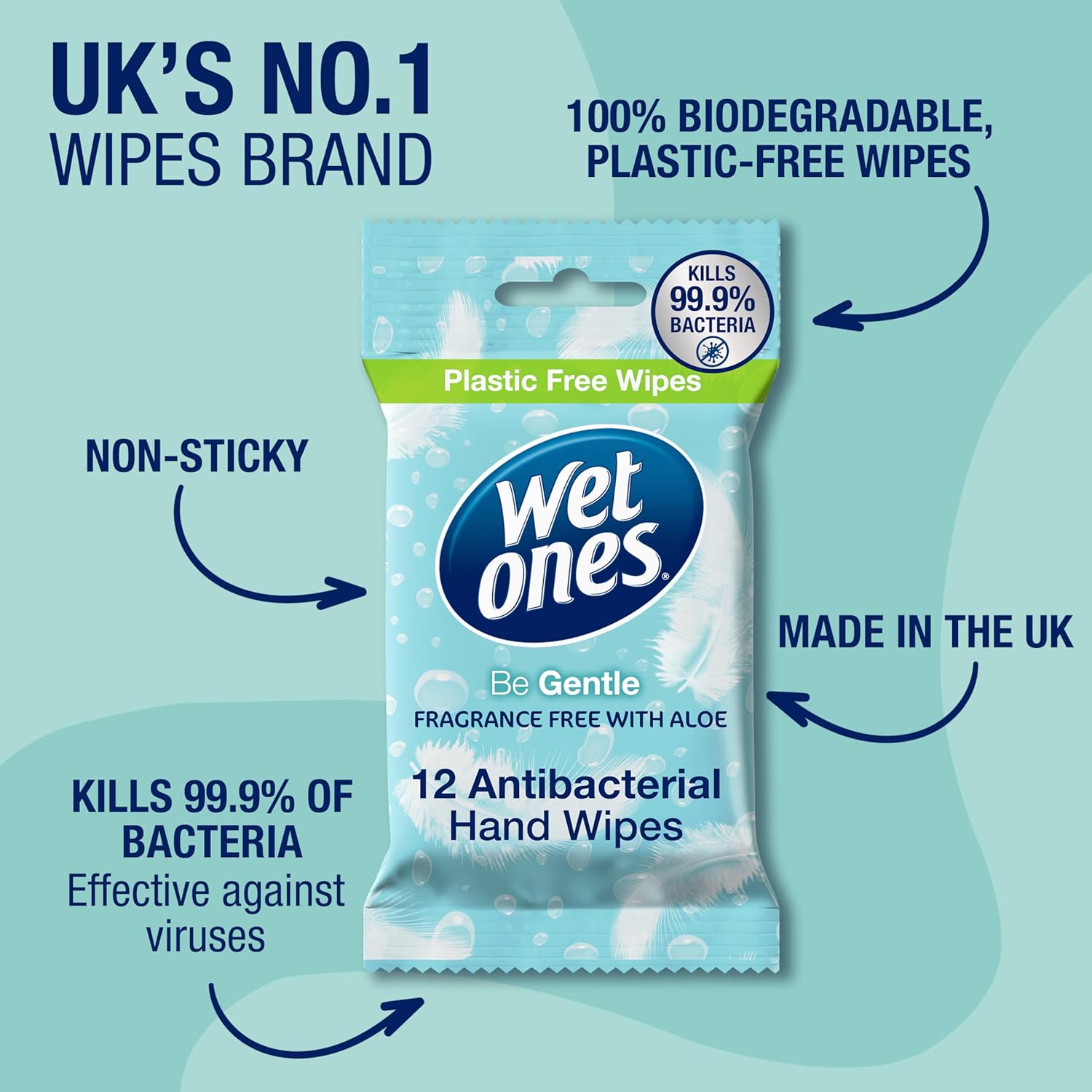 Thumbnail 2 de Wet Ones Be Gentle Plastic Free Antibacterial Pocket Wipes