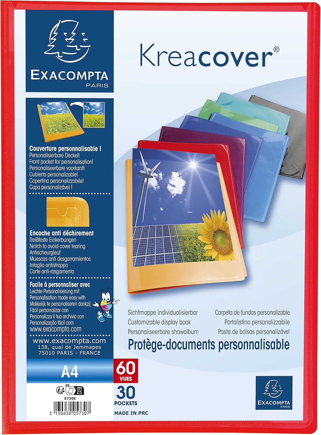 Thumbnail 3 de Exacompta Kreacover Chromaline 5730E – 30 pochettes A4, 60 vues, 24 x 32 cm, 8 couleurs aléatoires