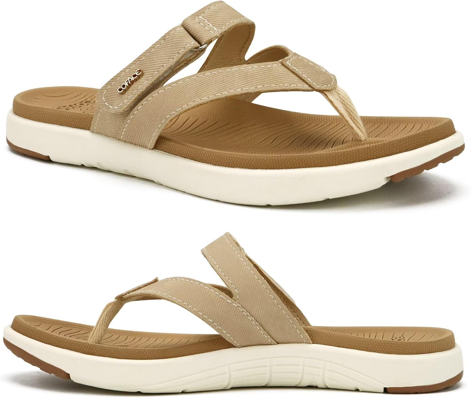 Detalle de COFACE Womens Fashion Orthotic Flip Flops with Arch Support & Yoga-Mat Cushioning