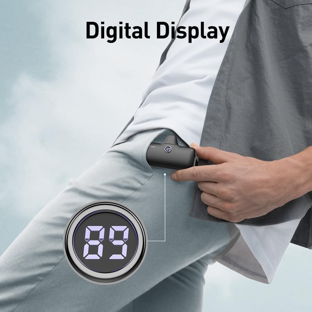 Detalle de iWALK USB-C Portable Charger 4800mAh 20W Power Bank – Compact fast charger with LED display