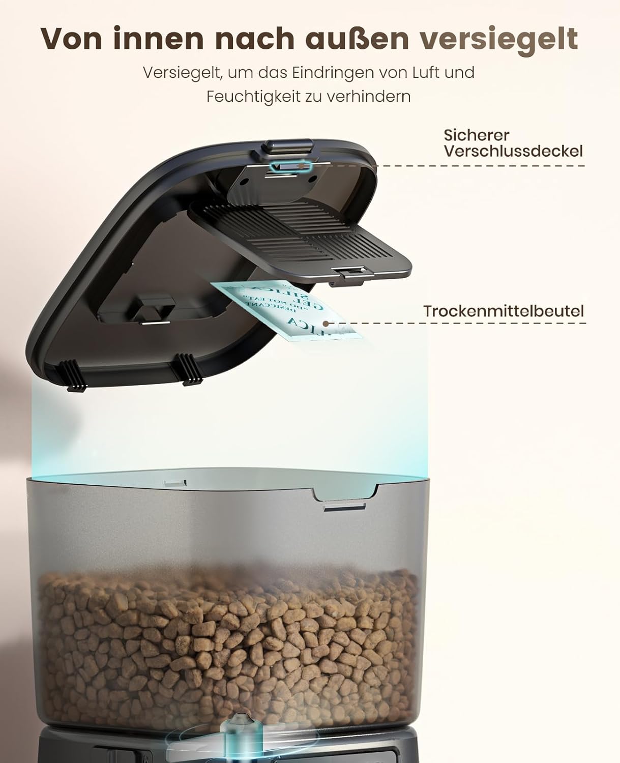 Detalle de oneisall 3,5 l Futterautomat für Katze mit WiFi & App-Steuerung (Upgrade 2,4 GHz) – inkl. Edelstahlnapf (Schwarz)