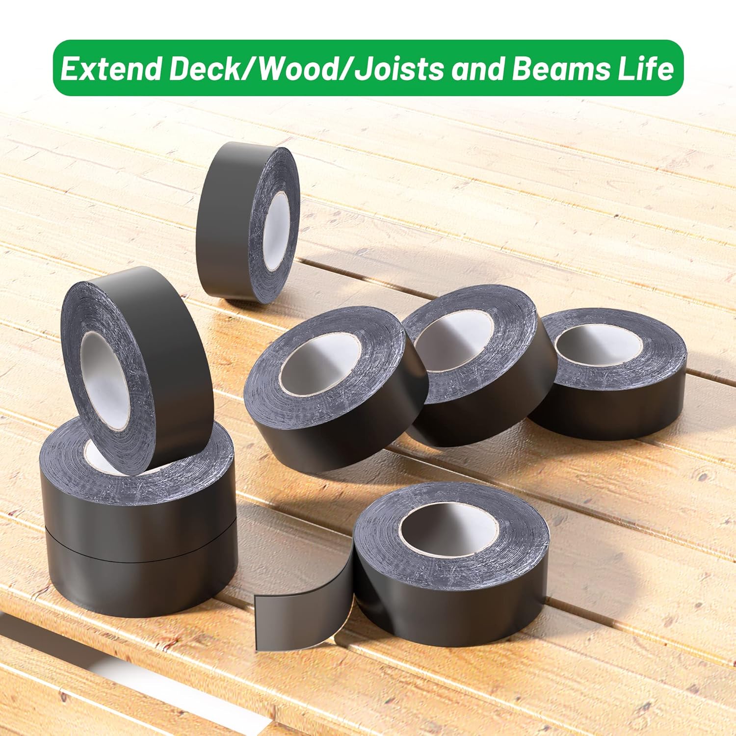 Thumbnail 2 de Felizshop Joist Tape for Decking (2" x 50') Butyl Waterproof Sealant Tape, Self-Adhesive Flashing Tape (8 Rolls) — Black