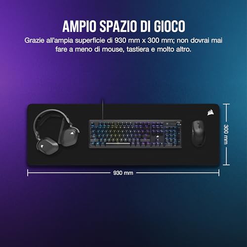 Detalle 2 de Corsair MM500 v2 Tessuto Ibrido: tappetino da gaming esteso 930 x 300 mm