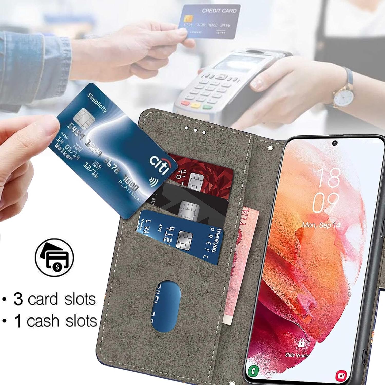 Thumbnail 4 de Haninsuze Handyhülle für Samsung Galaxy S24 Plus – PU-Leder Flip Case mit Kartenfach, Ständer und Kameraschutz