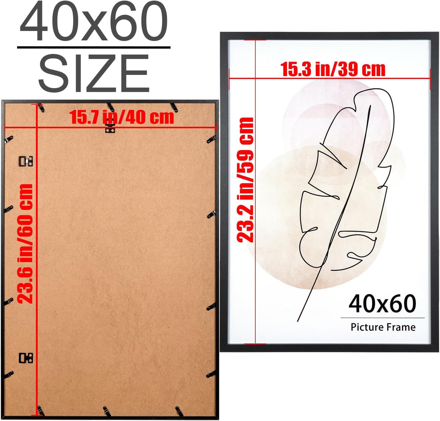 Thumbnail 3 de KAIWIN 40x60 Picture Frame Black – Set of 2, Wooden Poster Frames for Wall Display
