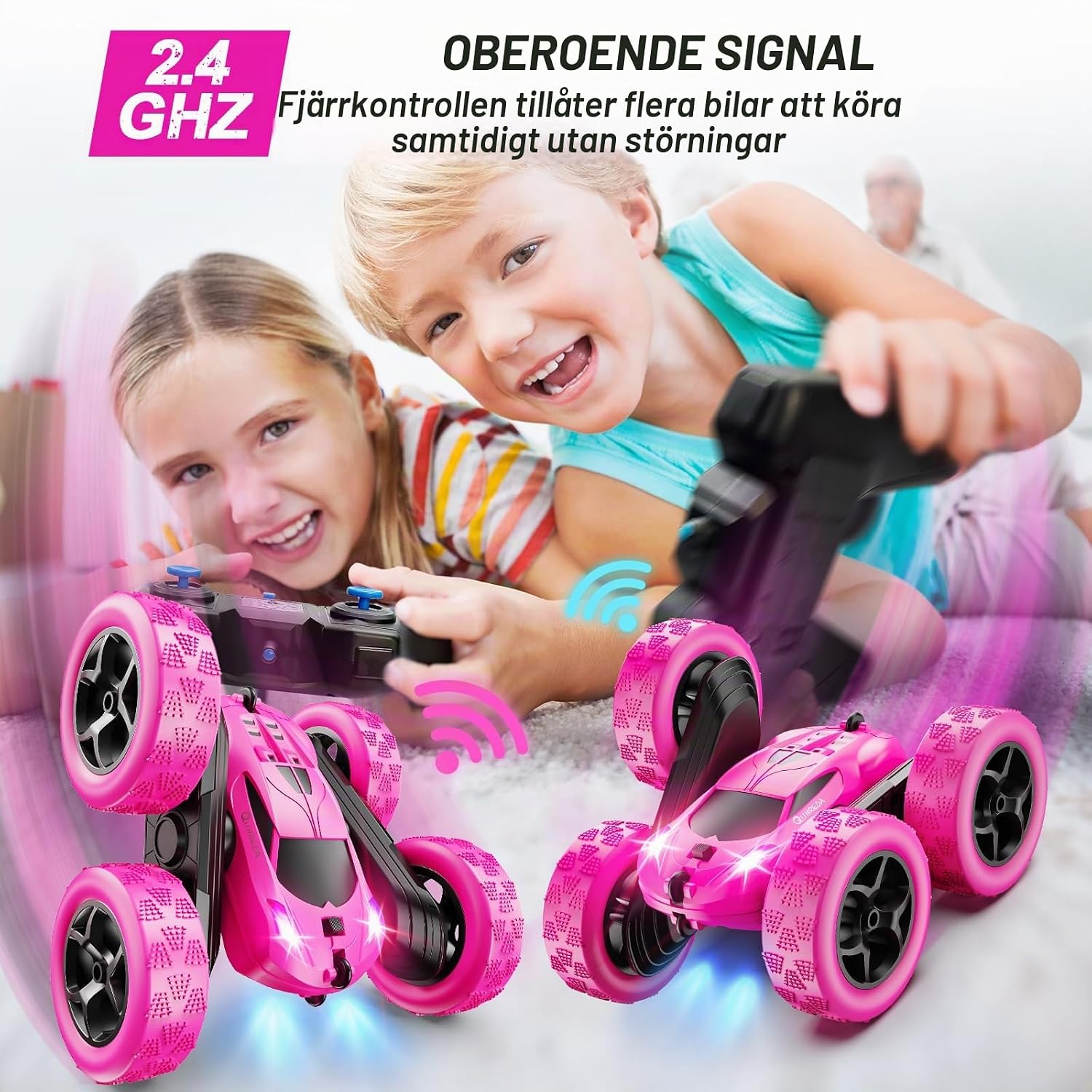 Detalle de QUNREDA Q1 radiostyrd stuntbil 4WD med 2,4 GHz, 360°-rotation och LED