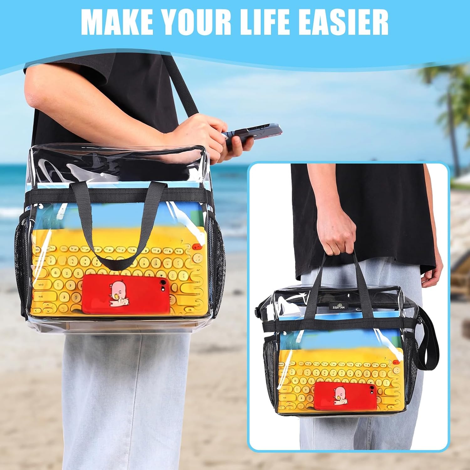 Thumbnail 6 de YancLife Clear Tote Bag: Waterproof Transparent PVC Cross-Body Bag for Everyday Use