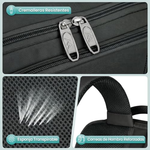 Detalle 2 de MATEIN Mochila de cabina 40x30x20 cm para Ryanair, 24 L y bolsa impermeable