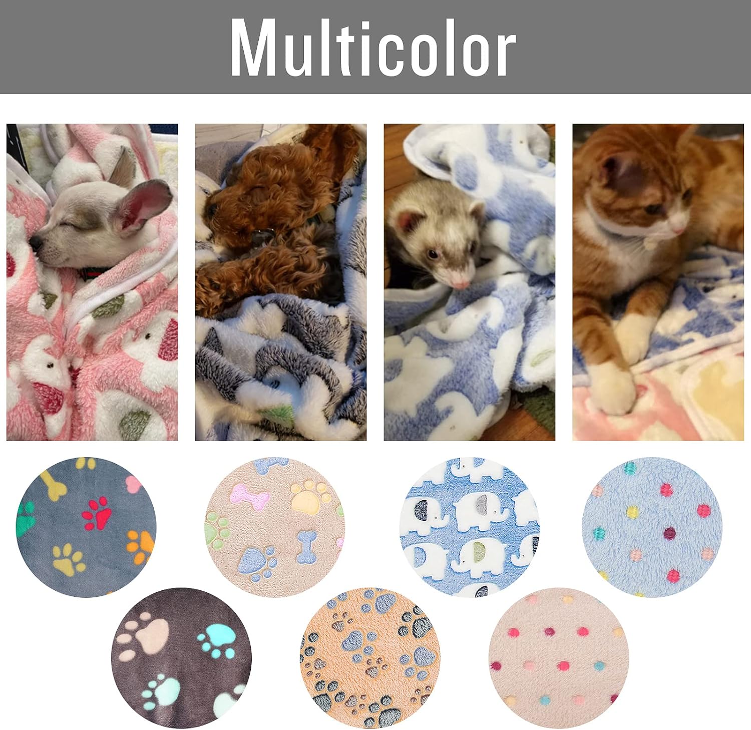 Detalle 2 de luciphia Hundedecke Katzendecken Waschbar Flauschig – 3er Pack, 60 × 40 cm, Grau Pfote