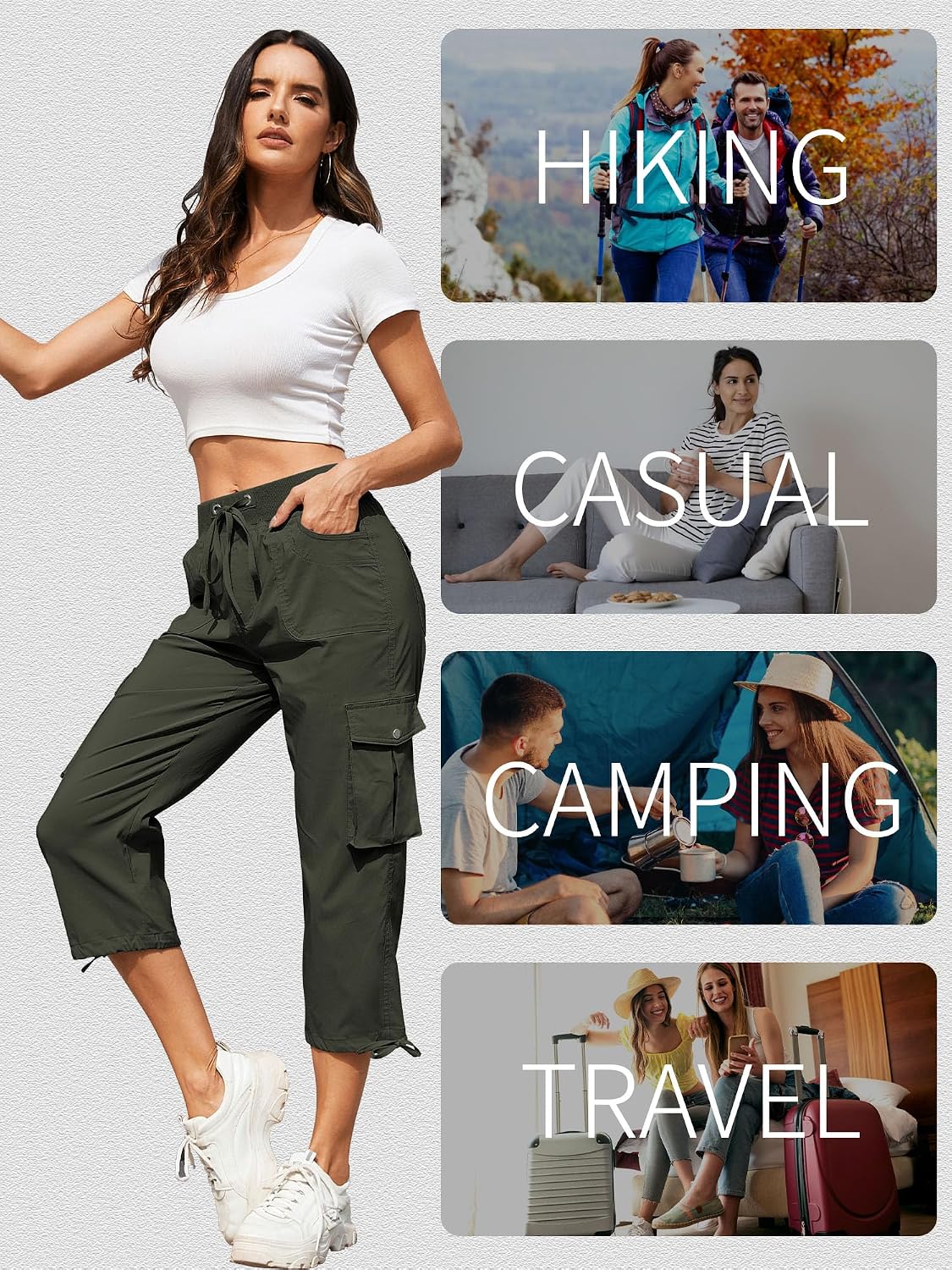 Thumbnail 4 de Hormtaer Hose Damen 3/4 Sommer Casual Cargohose – 6 Taschen, leicht, flexibel und outdoorready