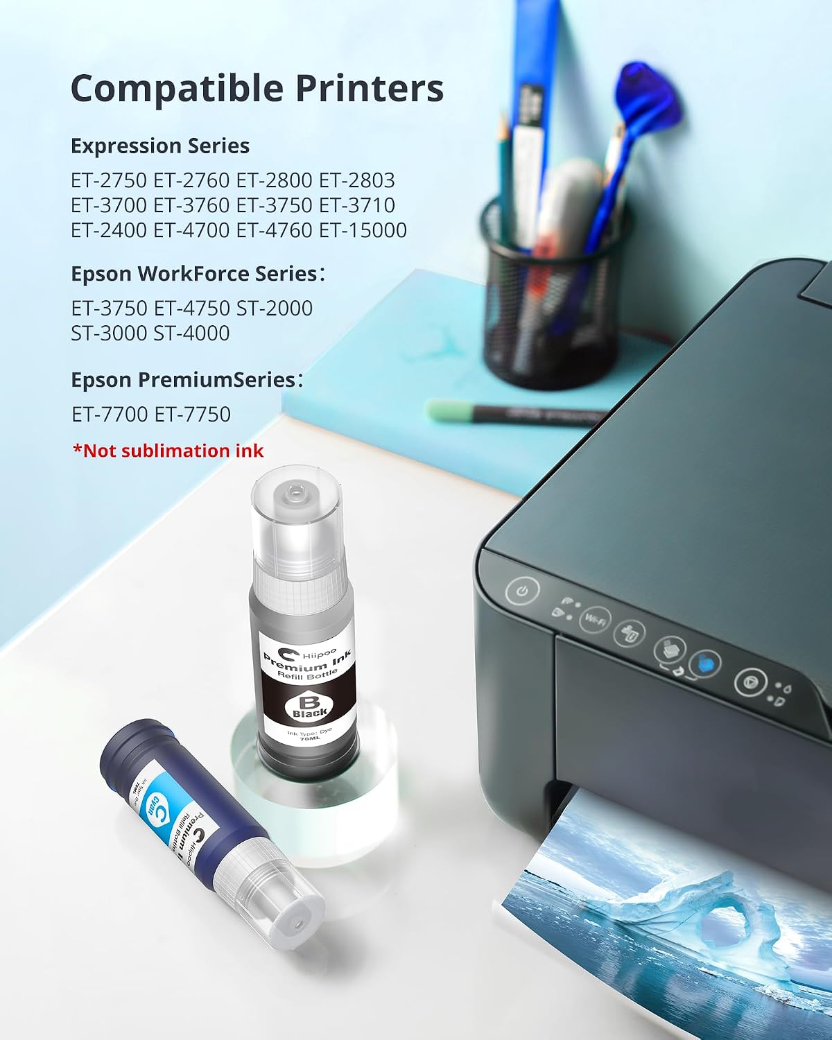Detalle de Hiipoo T502 Refill Ink Bottles, 4-Colour Set for Epson EcoTank Printers