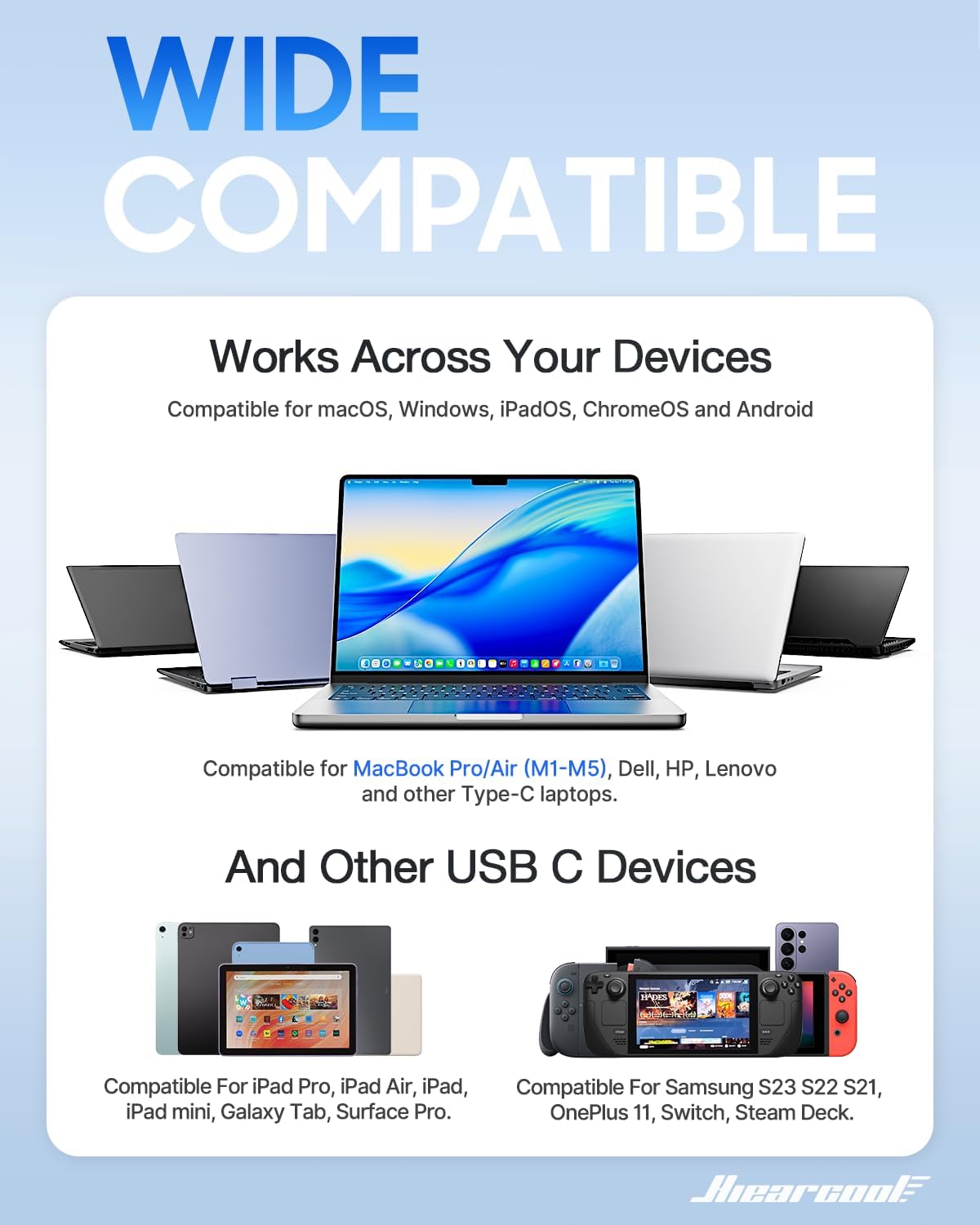 Detalle 1 de Hiearcool UCN3286 7-in-1 USB-C Hub with 4K HDMI and 100W PD