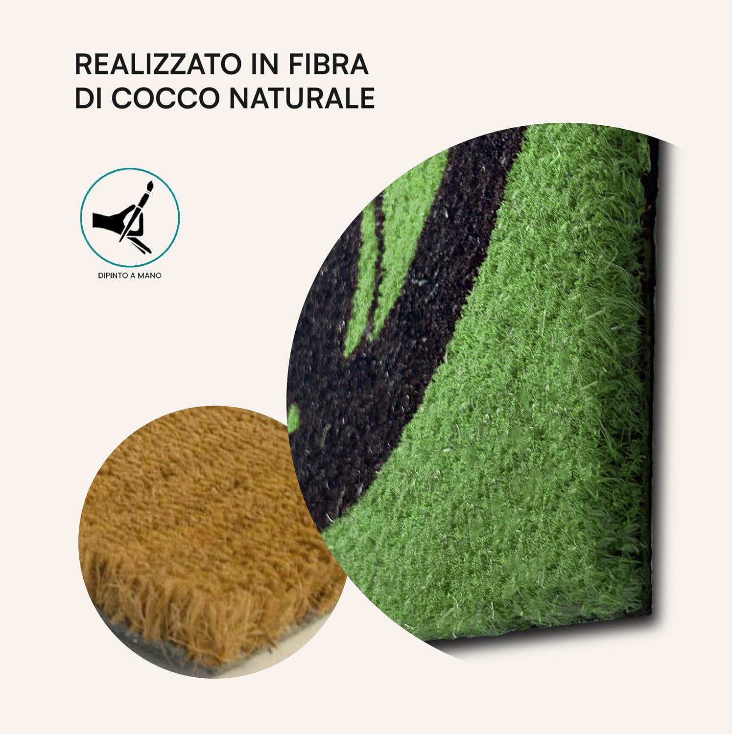 Thumbnail 3 de Baroni Home Zerbino Ingresso Casa in Fibra di Cocco Dipinto a Mano 60x38 cm – Verde