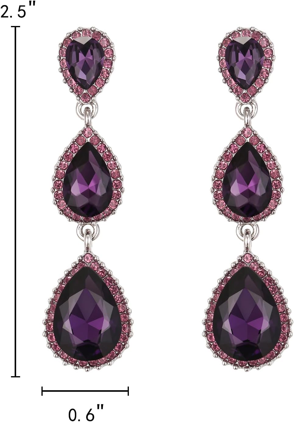 Detalle de Clearine Femme Boucles d'Oreilles Triple Goutte d'Eau – Cristal Autrichien
