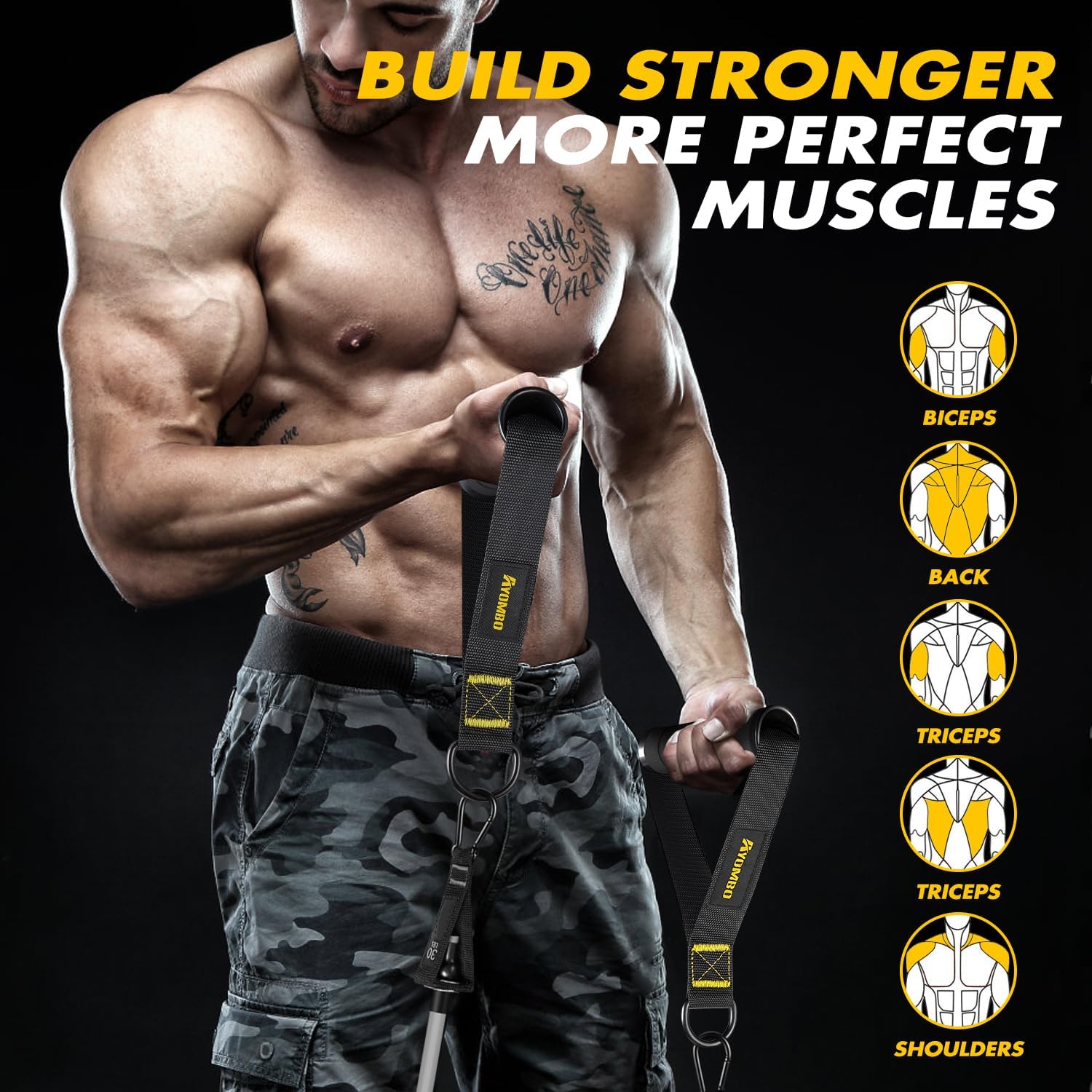 Thumbnail 4 de Ayombo Resistance Band Handle with Heavy-Duty Cable Attachment and Nylon Strap D-Ring