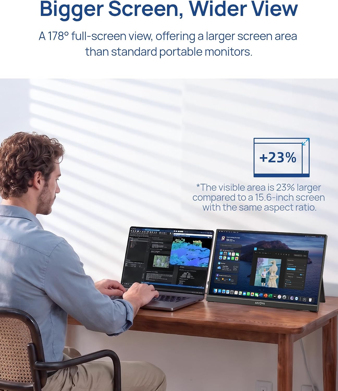 Detalle de ARZOPA A1M 17.3-inch Portable Monitor, Full HD IPS HDR with Kickstand