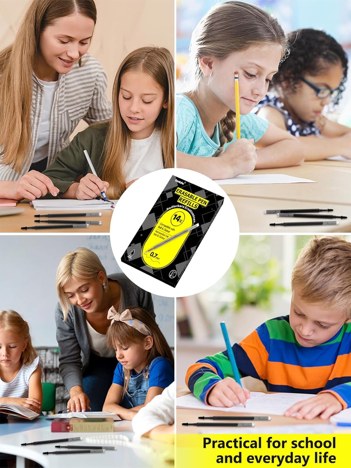 Thumbnail 4 de Donluhu 14 ricariche cancellabili per penna Pilot FriXion Ball & Clicker, 0,7 mm, nere (400 m)