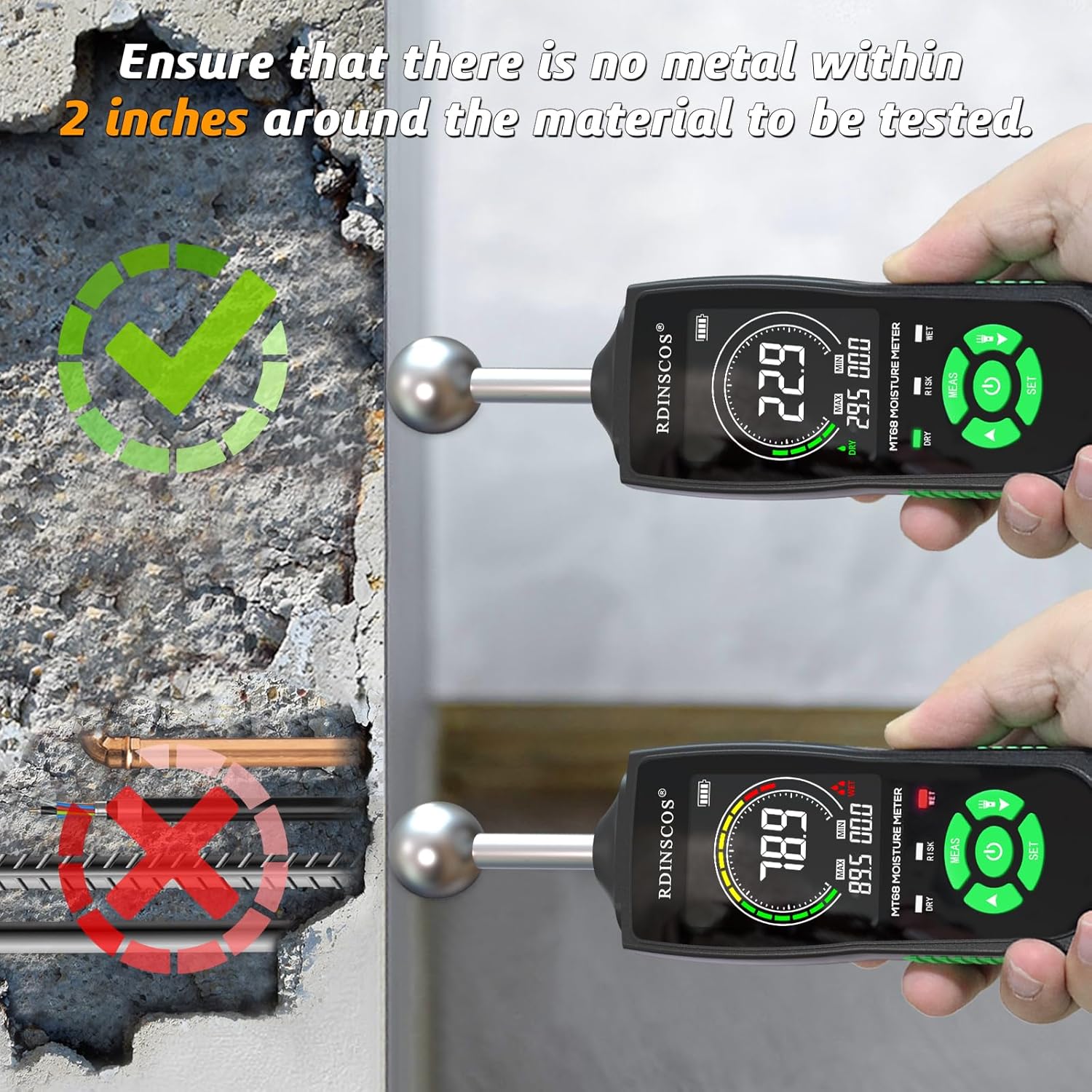 Thumbnail 4 de RDINSCOS Non‑Destructive Moisture Meter 5‑40 mm