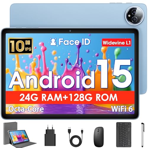 Detalle de Mentume Tablet 10 Pulgadas Android 15 con Funda, Ratón y Teclado, 24 GB RAM + 128 GB ROM + 1 TB TF