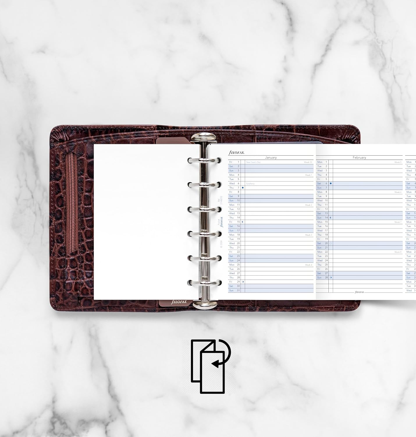 Detalle 2 de Filofax 27-68202 Pocket jaarplanner 2027, verticaal uitvouwbaar