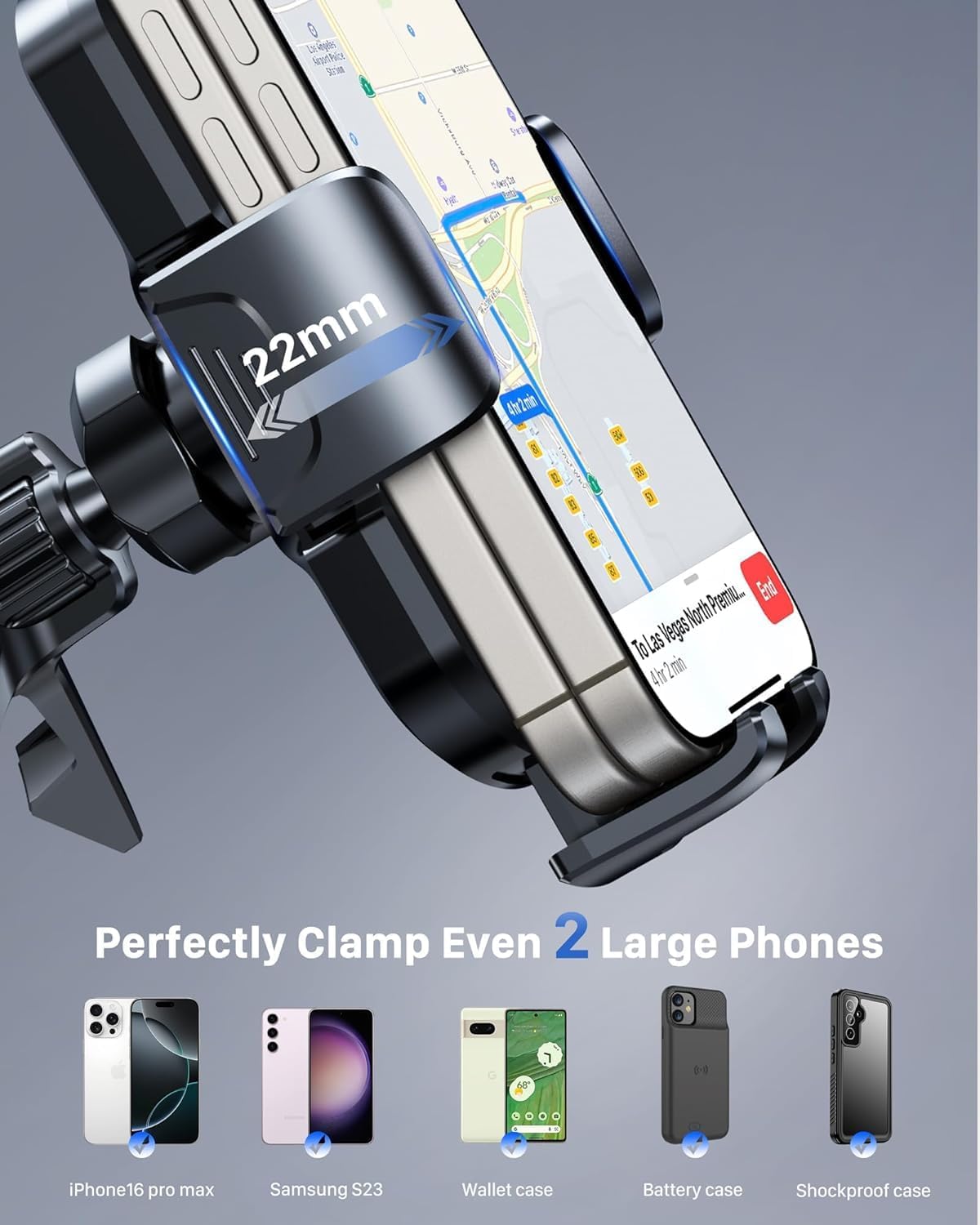 Detalle de YOSH Supporto Auto per Bocchette TONDE: Stabilità e Design in Pelle per Smartphone in Auto