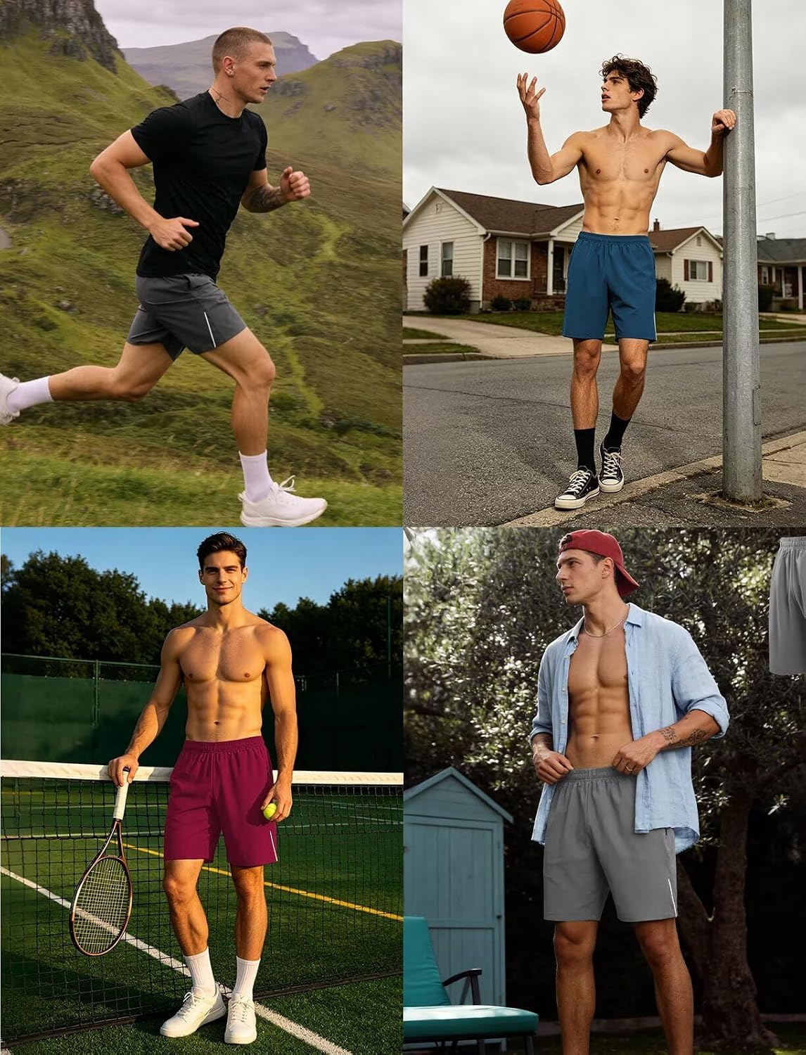 Thumbnail 4 de HMIYA Herren Sport Shorts Schnell Trocken – Kurze Hose mit Reißverschlusstaschen