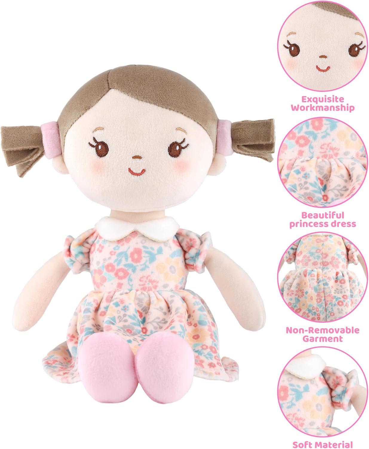 Thumbnail 1 de GAGAKU 12-inch Pink Flower Baby Doll for 1+ Year Old Girls – My First Baby Rag Doll, Safe, Machine Washable
