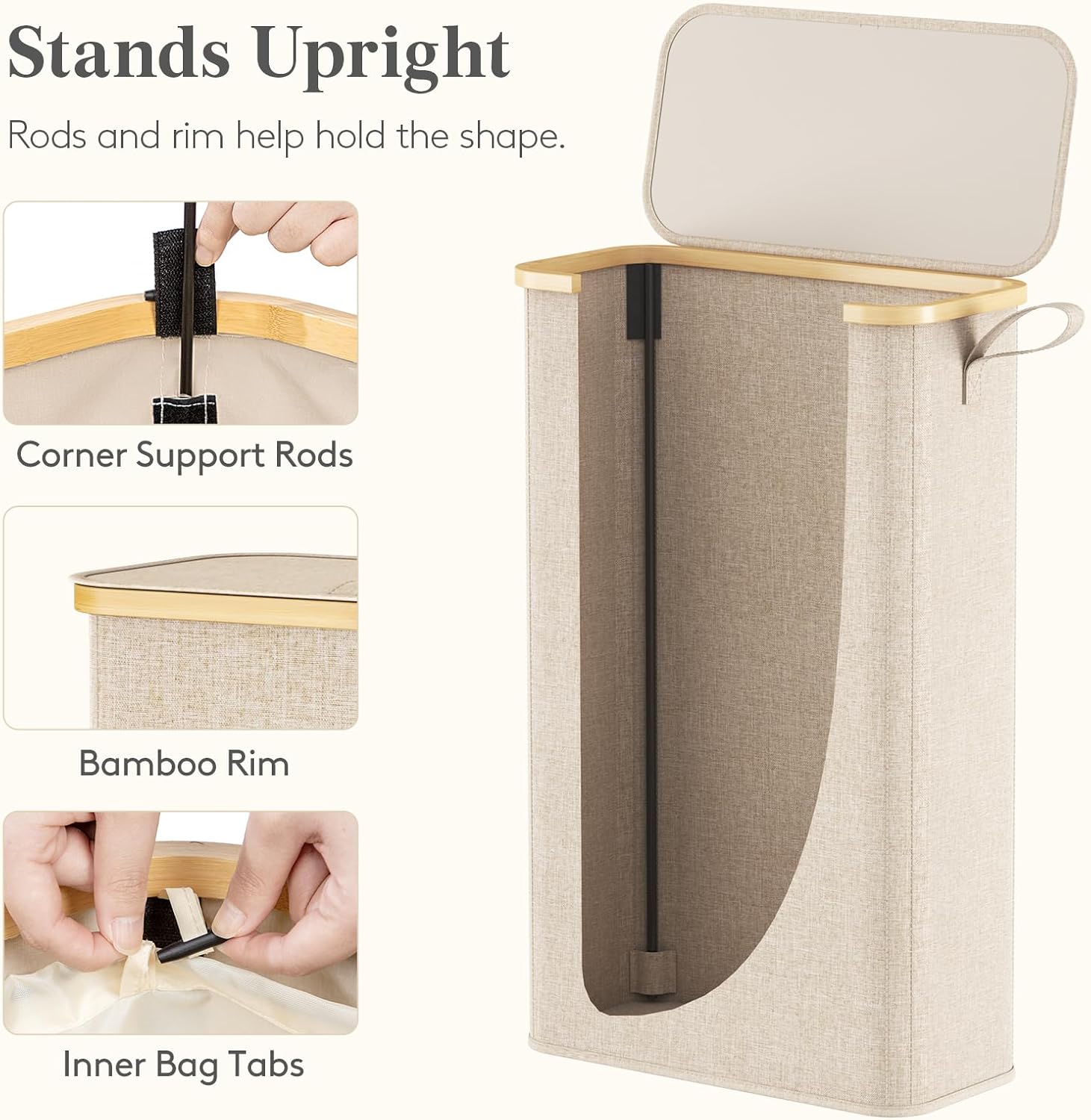 Thumbnail 3 de Lifewit 65L Slim Laundry Hamper with Lid