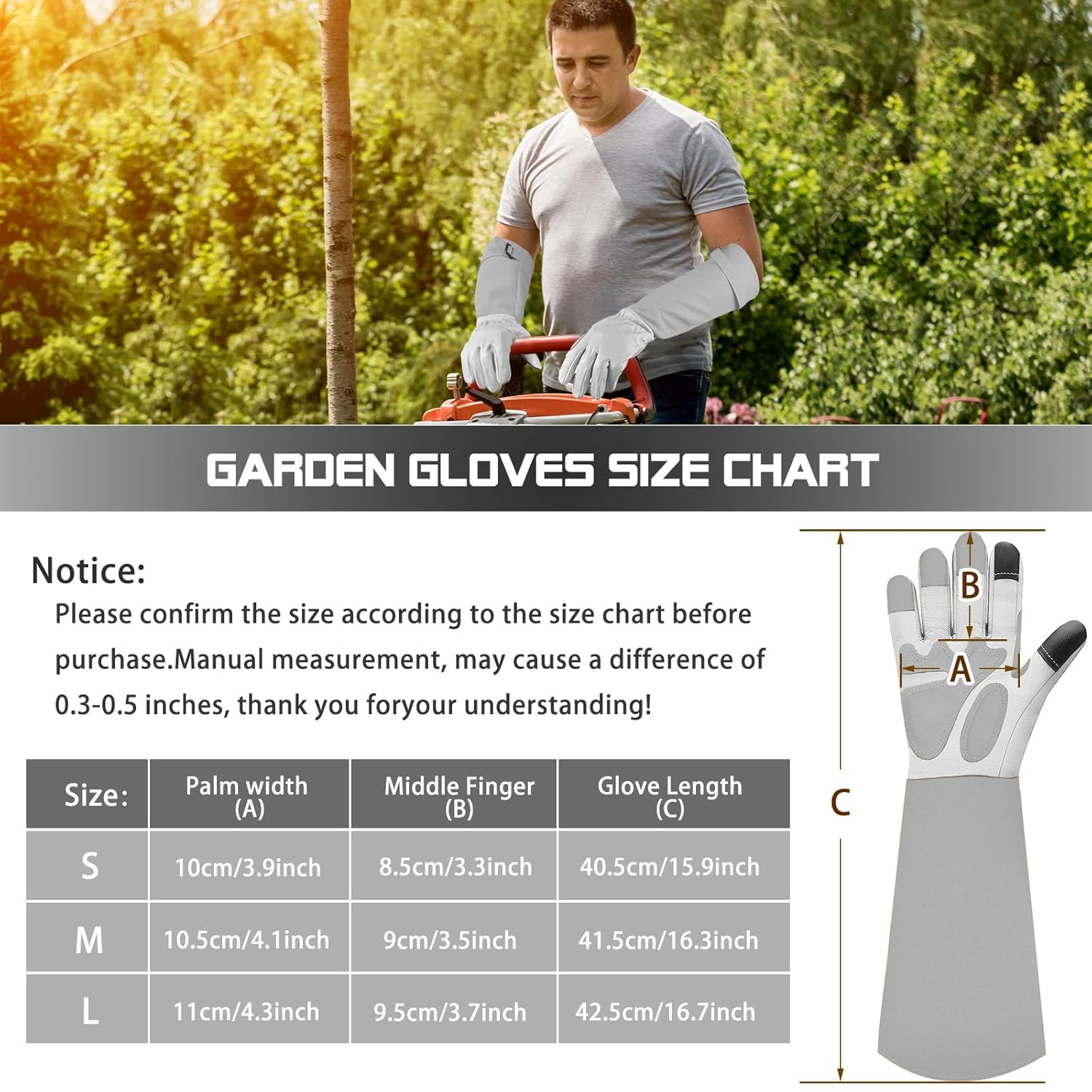 Thumbnail 6 de SLARMOR Gartenhandschuhe aus Leder – Dornensicher mit Unterarmschutz, langes Modell für Damen und Herren