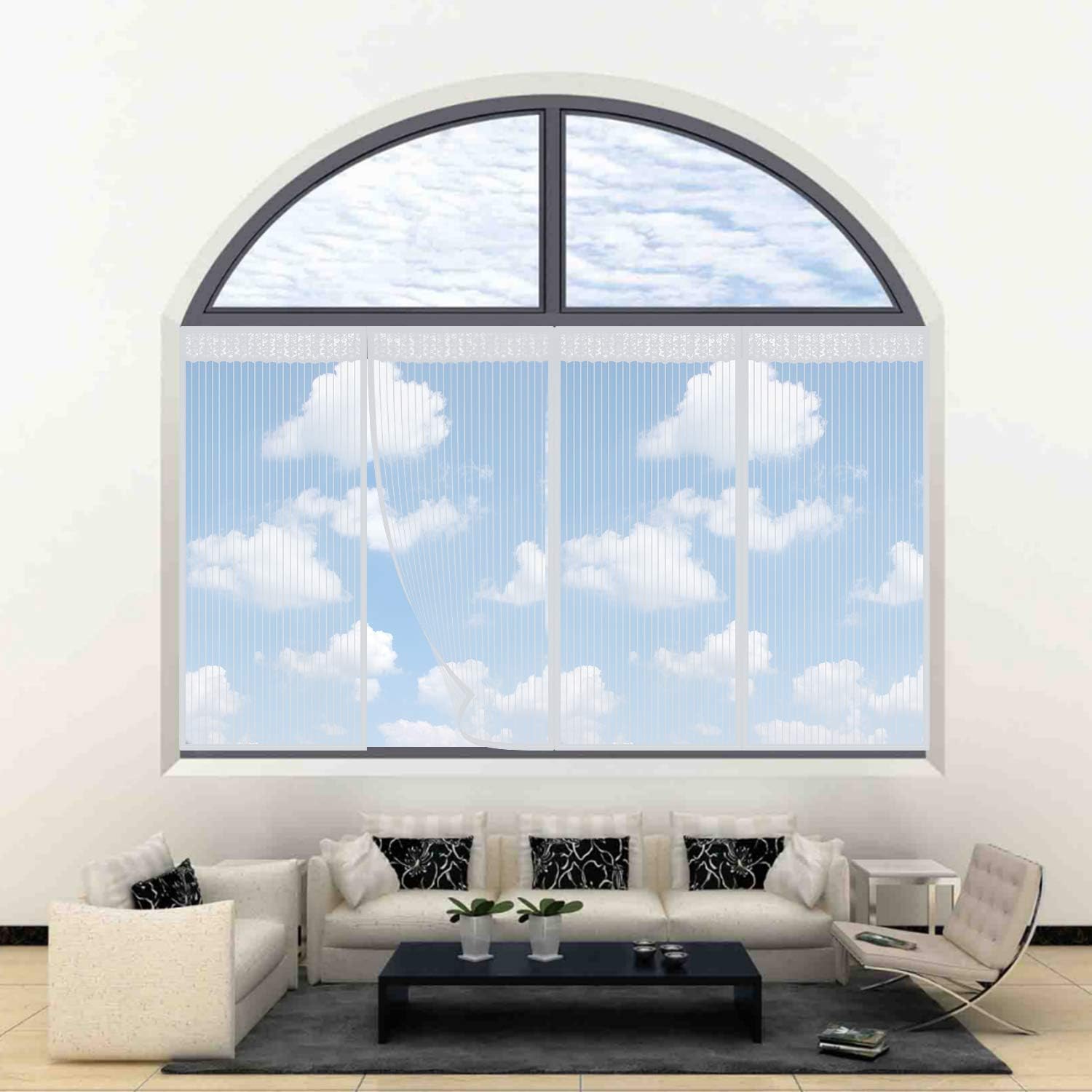 Thumbnail 6 de Zanzariera magnetica per finestre Anpro 100 x 140 cm – efficace contro zanzare e insetti, con nastro autoadesivo bianco