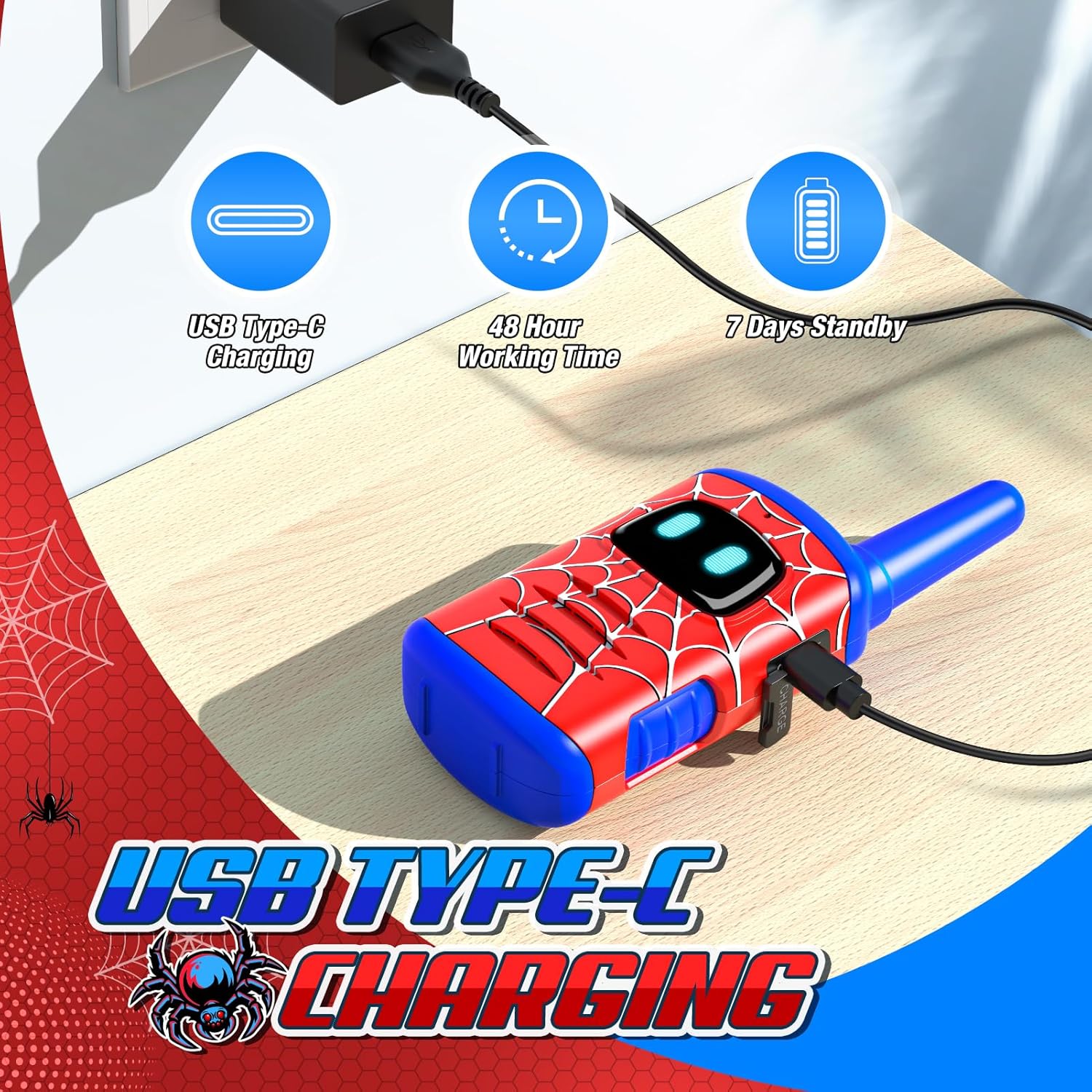 Detalle de Toyokid Giochi Bambini walkie-talkie 3 pezzi ricaricabili Type-C per bambini 3-10 anni