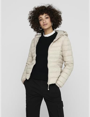 Detalle de ONLY Giacca trapuntata corta da donna con cappuccio, Pumice Stone, XS