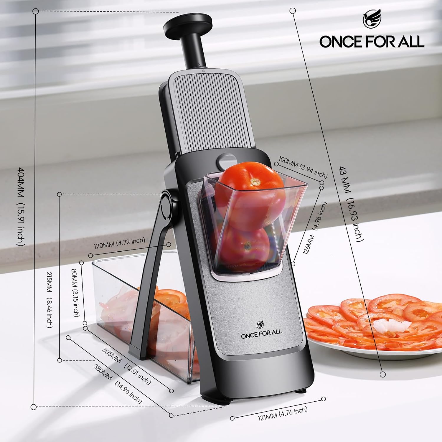 Thumbnail 6 de ONCE FOR ALL Safe Mandoline Slicer Pro (4th Gen) with Container, 0.1–8 mm adjustable, Stainless Steel