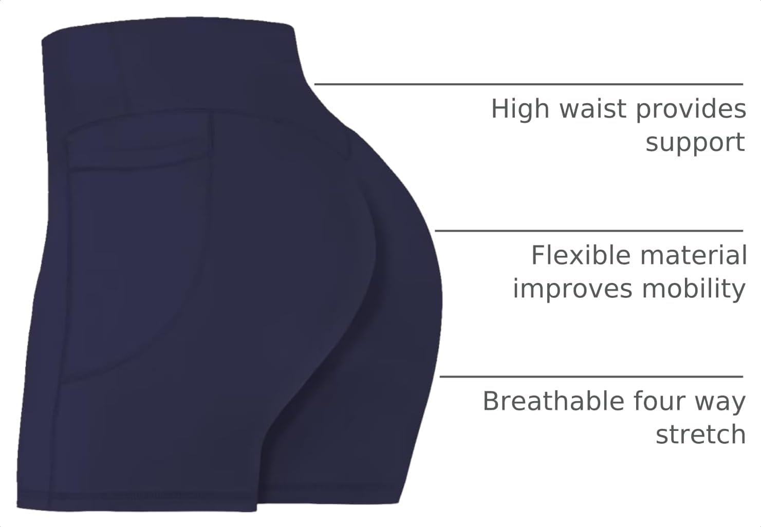 Detalle 2 de Sunzel No Front Seam Biker Shorts for Women with Pockets — High-Waisted, Tummy Control, Squat-Proof