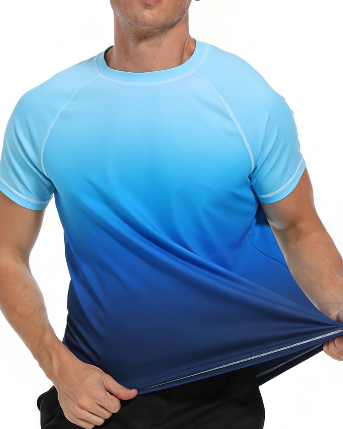 Detalle 2 de VAYAGER Herren Rash Guard UPF 50+ Kurzarm – schnell trocknendes Sur Shirt mit lockerer Passform