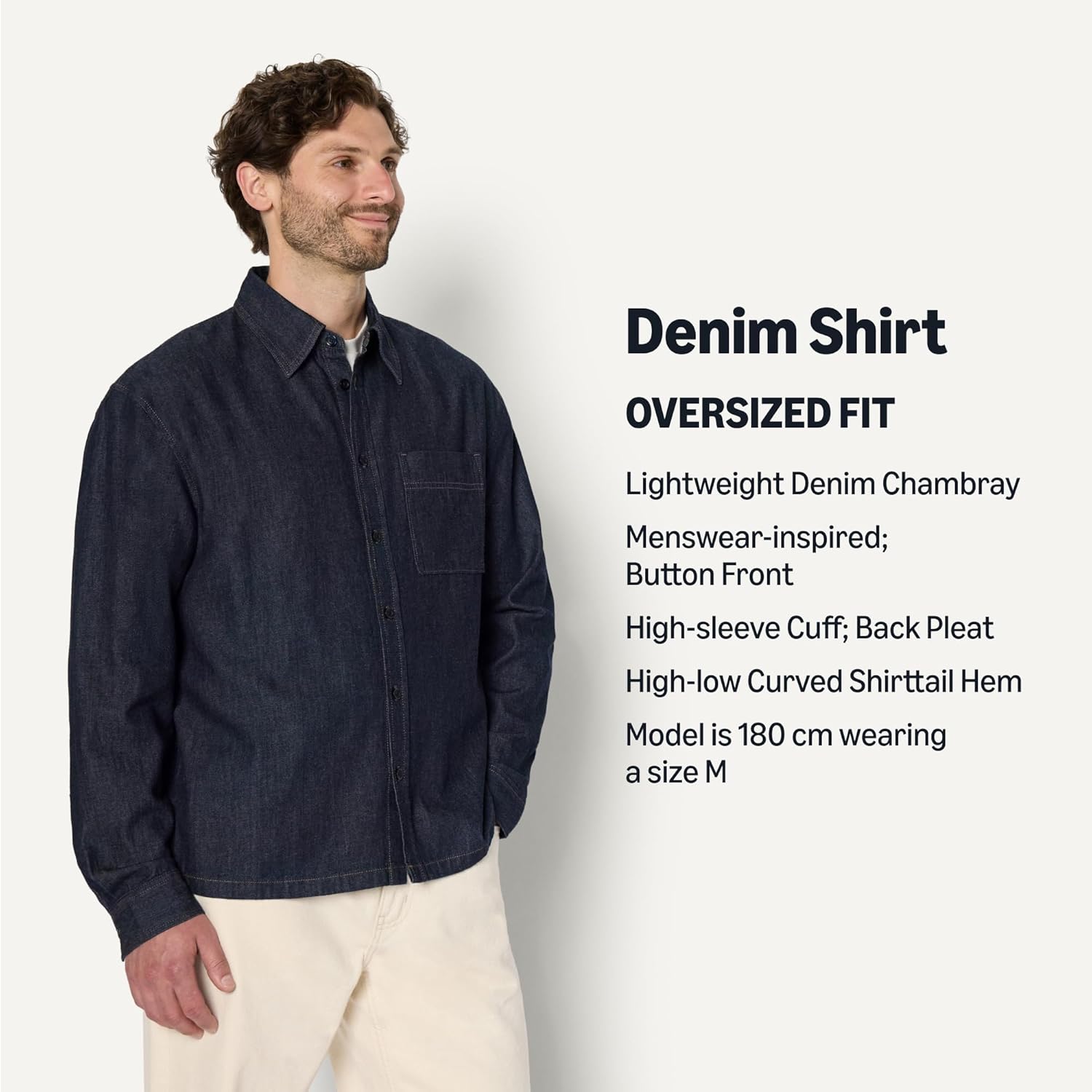 Thumbnail 3 de Amazon Essentials Men's Modern Oversized-Fit Denim Button-Down Shirt