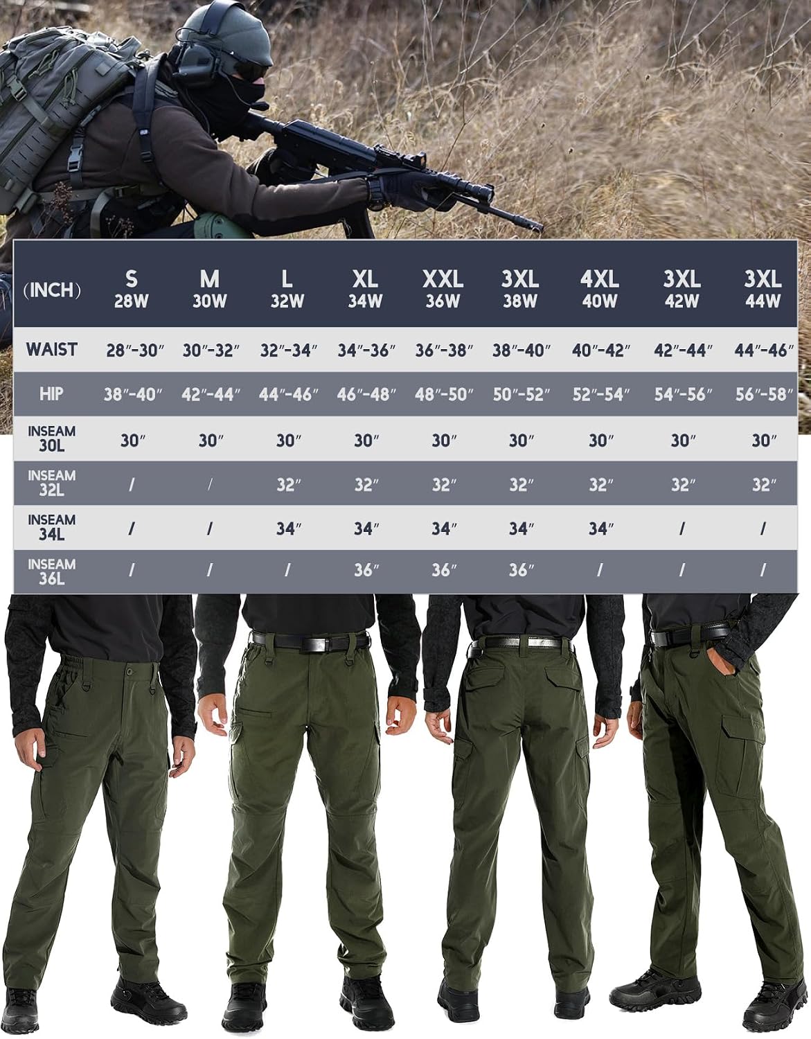 Detalle 1 de KFUBUO Lightweight Ripstop Tactical Cargo Pants