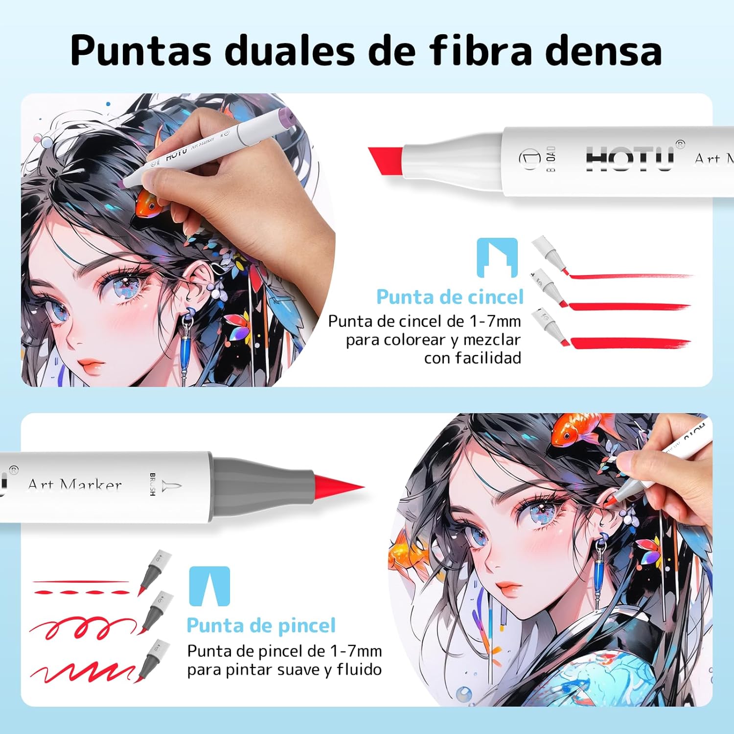 Thumbnail 2 de HOTU Alkoholmarker Brush Tip 60 🎨