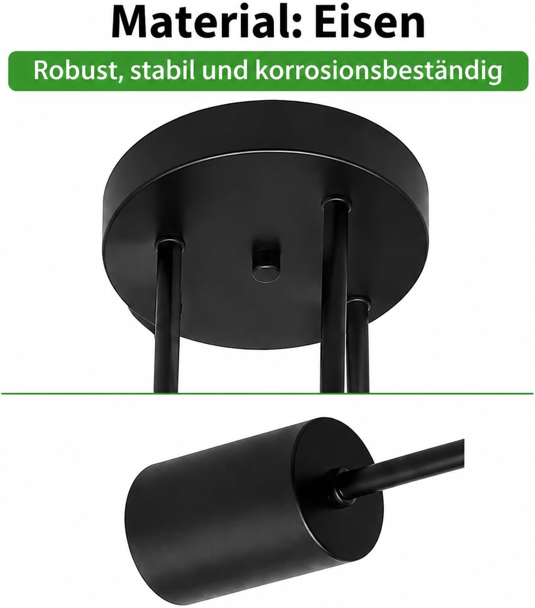 Detalle 2 de CBJKTX G9-BSD – czarna lampa sufitowa, 6 oprawek E27, metalowa