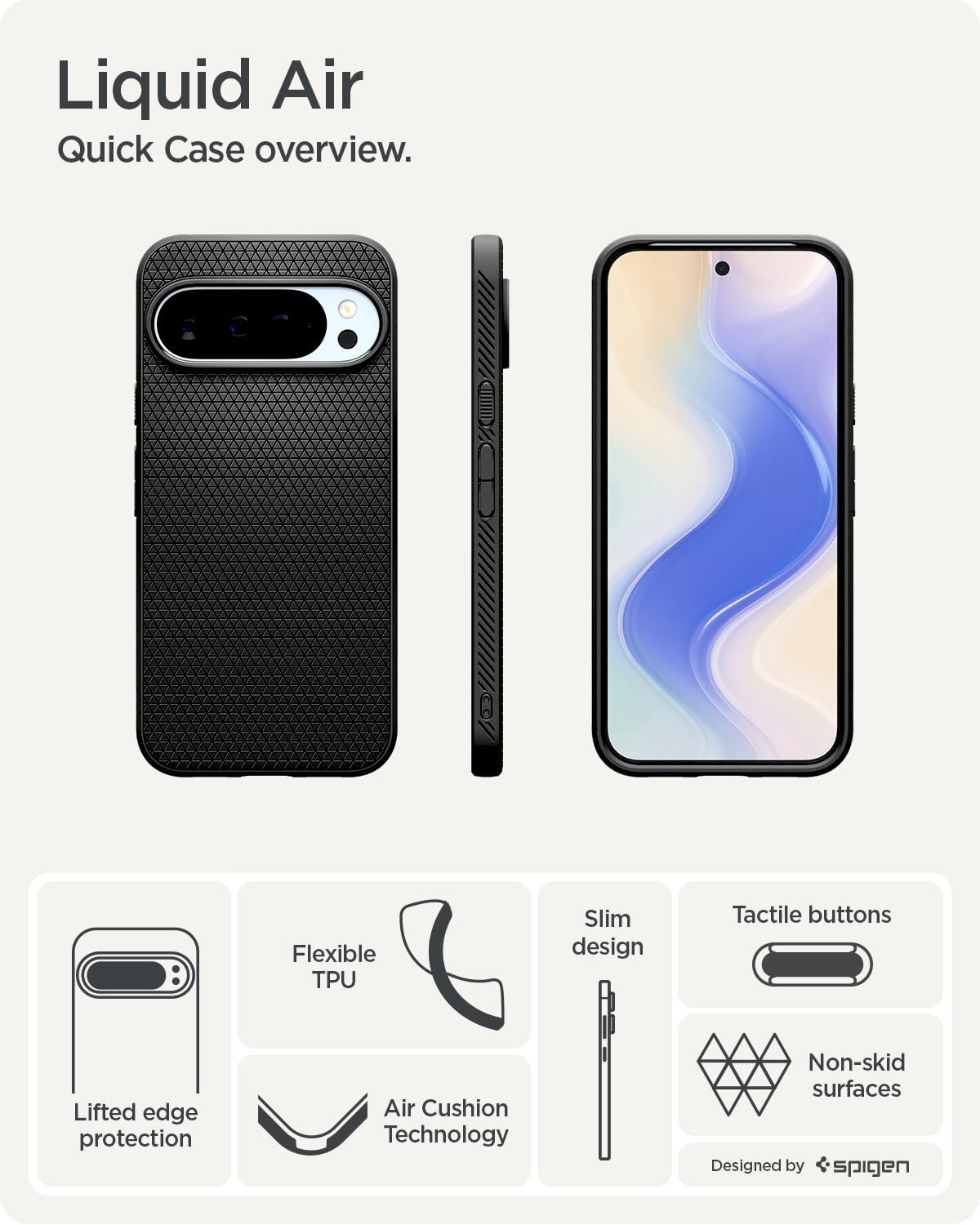 Detalle de Spigen Liquid Air coque souple pour Google Pixel 10 Pro XL (noir mat)