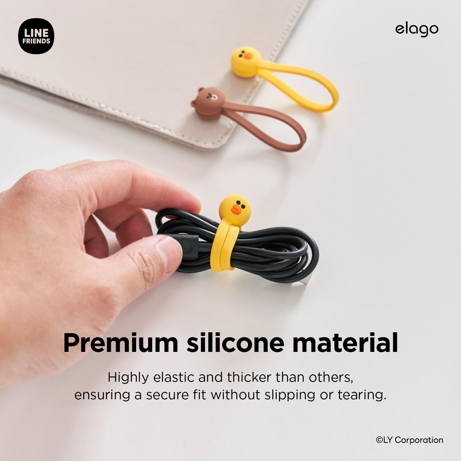 Detalle de elago LINE Friends Attaches de câbles magnétiques (Sally) en silicone premium