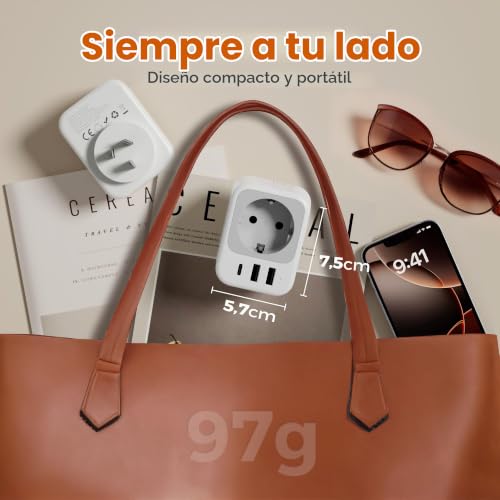 Thumbnail 5 de TESSAN 2 Piezas Adaptador Enchufe China: 4 en 1 con USB‑C y USB‑A para viajes