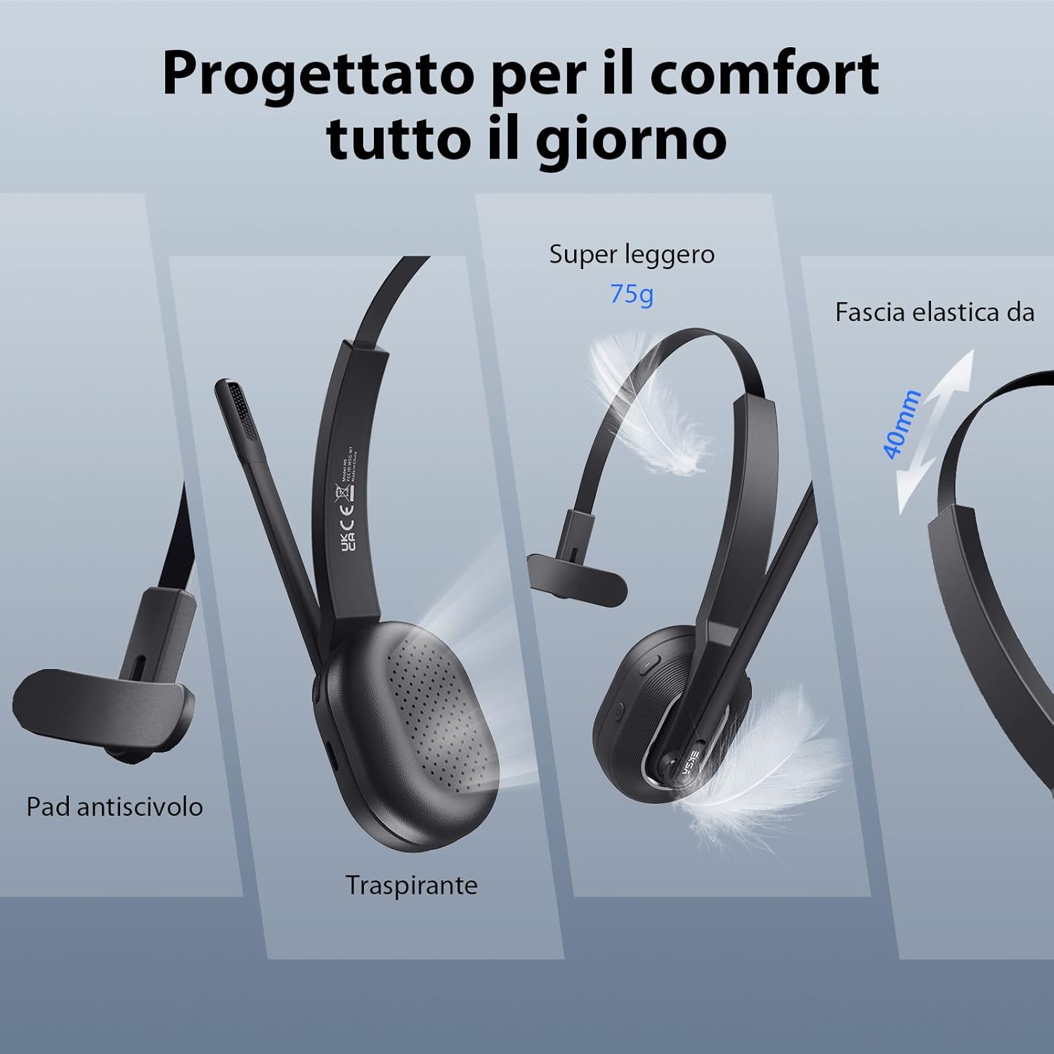 Thumbnail 6 de EKSA H5 cuffie Bluetooth con microfono