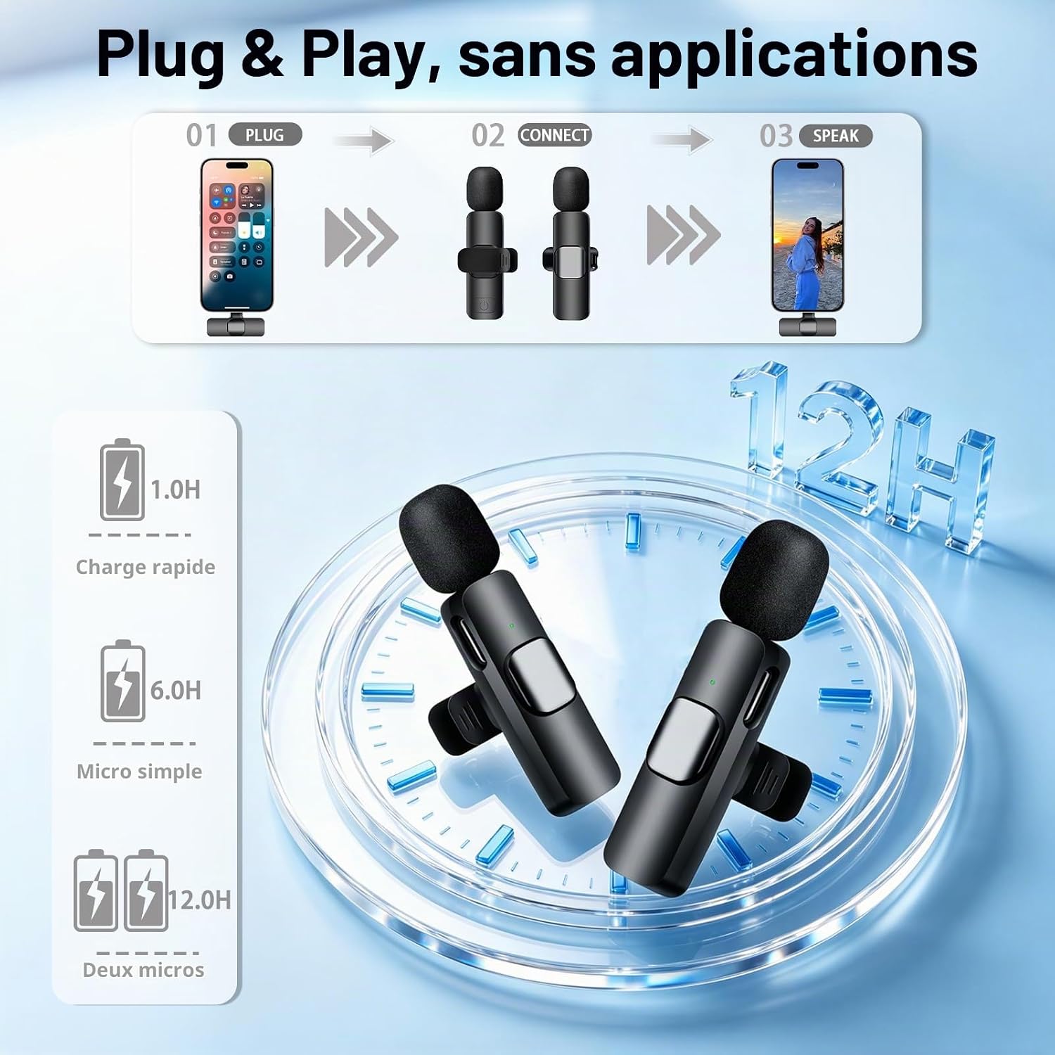 Detalle de Micro Cravate Sans Fil pour iPhone, iPad et téléphones Android — Uewpv