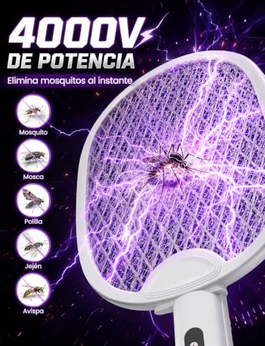 Thumbnail 3 de ZOVHYYA Raqueta Antimosquitos 4000V 3 en 1 USB-C Recargable con Luz LED
