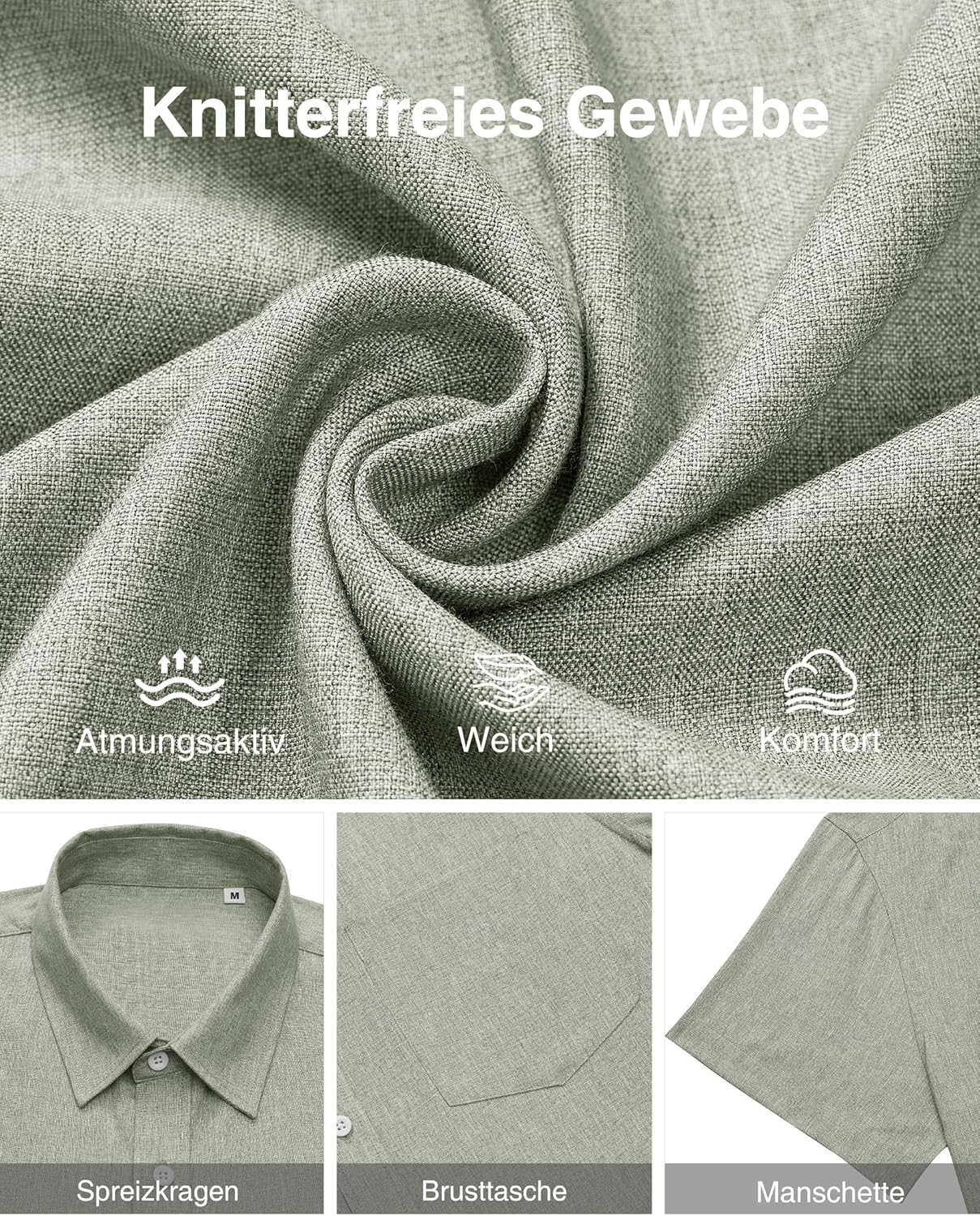 Thumbnail 3 de J.VER Leinenhemd Herren mit Kruzarm, Regular Fit – leichtes Sommerhemd mit Tasche
